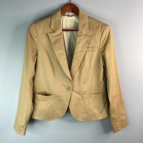 L.L. Bean Neutral Blazer Camel Tan Twill Cotton  Long Sleeve Padded Preppy 6 - Picture 14 of 14